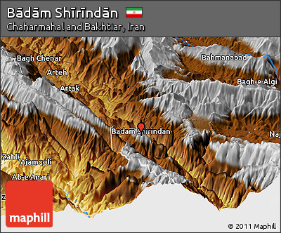 Physical Panoramic Map of Bādām Shīrīndān