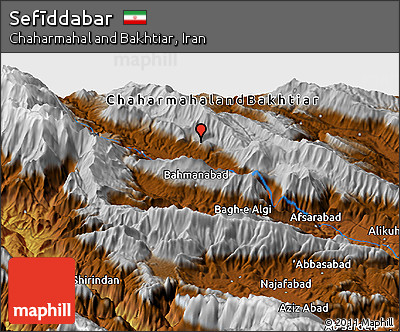 Physical Panoramic Map of Sefīddabar
