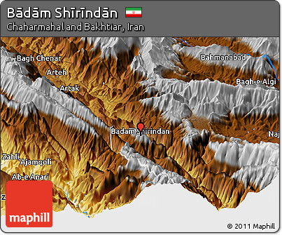 Physical Panoramic Map of Bādām Shīrīndān