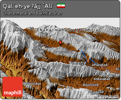 Physical Panoramic Map of Qal`eh-ye Ḩājj `Alī