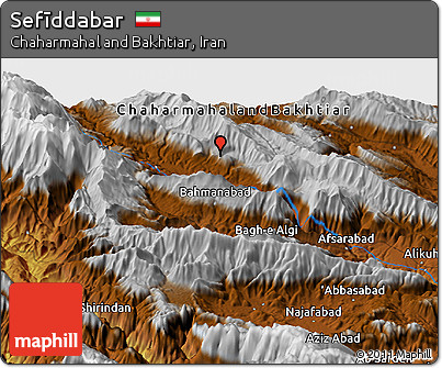 Physical Panoramic Map of Sefīddabar