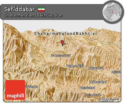 Satellite Panoramic Map of Sefīddabar
