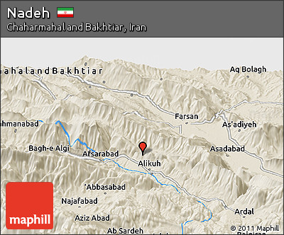 Shaded Relief Panoramic Map of Nadeh