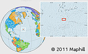 Political Location Map of the area around 32° 8' 5" N, 50° 55' 29" W