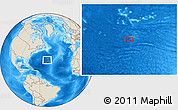 Shaded Relief Location Map of the area around 32° 8' 5" N, 50° 55' 29" W