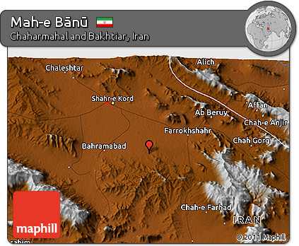 Physical 3D Map of Mah-e Bānū