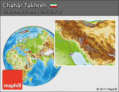 Physical Location Map of Chahār Takhteh