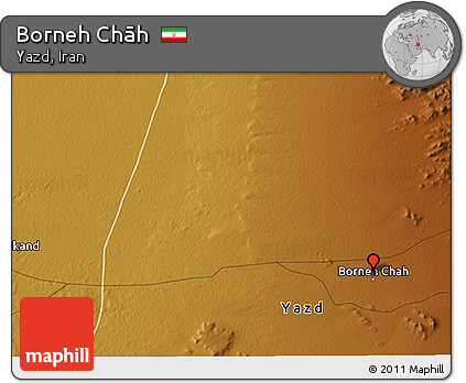 Physical 3D Map of Borneh Chāh