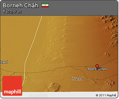 Physical 3D Map of Borneh Chāh