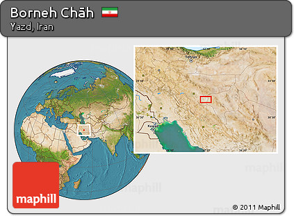 Satellite Location Map of Borneh Chāh
