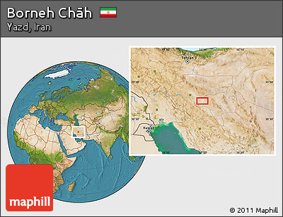 Satellite Location Map of Borneh Chāh
