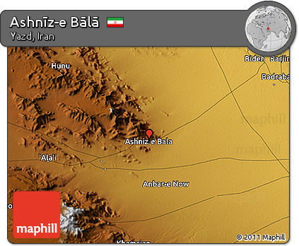 Physical 3D Map of Ashnīz-e Bālā