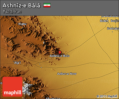 Physical 3D Map of Ashnīz-e Bālā