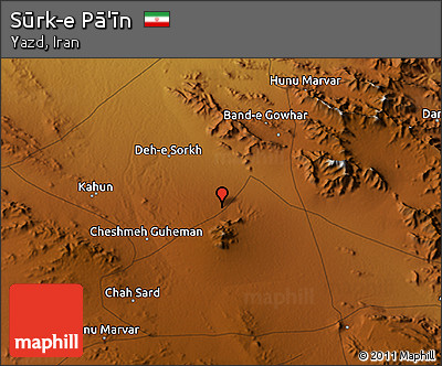 Physical 3D Map of Sūrk-e Pā'īn