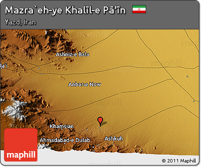 Physical 3D Map of Mazra`eh-ye Khalīl-e Pā'īn
