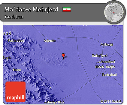 Political 3D Map of Ma`dan-e Mehrjerd