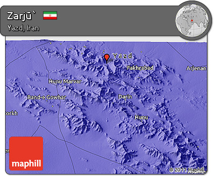 Political 3D Map of Zarjū`