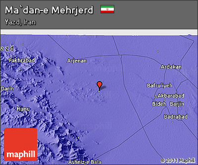 Political 3D Map of Ma`dan-e Mehrjerd