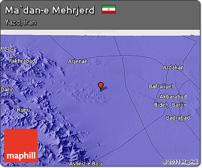 Political 3D Map of Ma`dan-e Mehrjerd