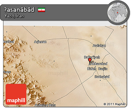 Satellite 3D Map of Ḩasanābād