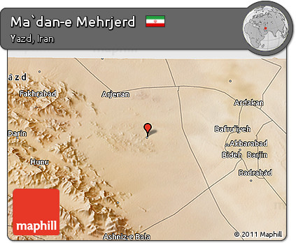 Satellite 3D Map of Ma`dan-e Mehrjerd