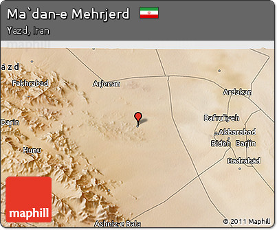 Satellite 3D Map of Ma`dan-e Mehrjerd