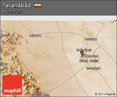 Satellite 3D Map of Ḩasanābād
