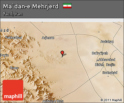 Satellite 3D Map of Ma`dan-e Mehrjerd