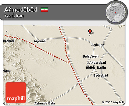 Shaded Relief 3D Map of Aḩmadābād