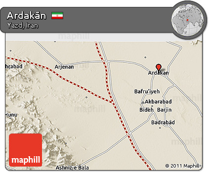 Shaded Relief 3D Map of Ardakān