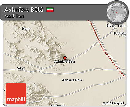 Shaded Relief 3D Map of Ashnīz-e Bālā