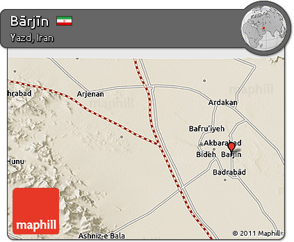 Shaded Relief 3D Map of Bārjīn