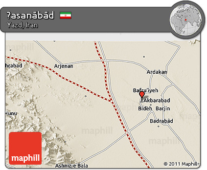 Shaded Relief 3D Map of Ḩasanābād