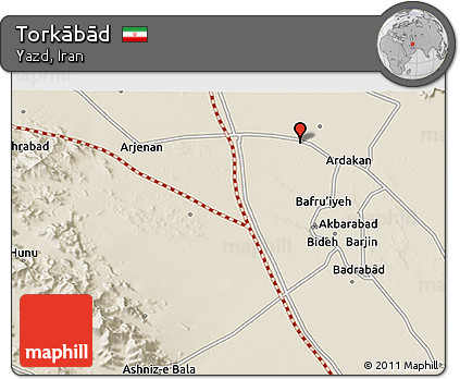 Shaded Relief 3D Map of Torkābād