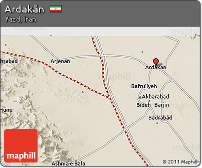 Shaded Relief 3D Map of Ardakān