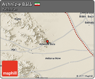 Shaded Relief 3D Map of Ashnīz-e Bālā