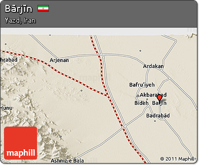 Shaded Relief 3D Map of Bārjīn