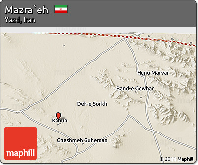 Shaded Relief 3D Map of Mazra`eh