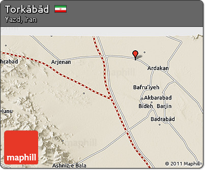 Shaded Relief 3D Map of Torkābād
