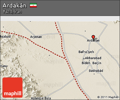 Shaded Relief 3D Map of Ardakān