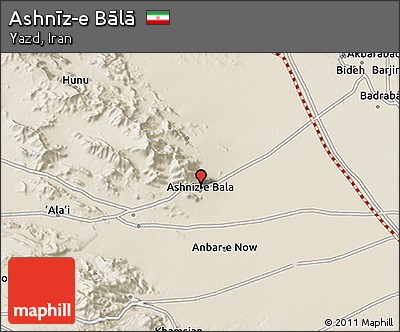 Shaded Relief 3D Map of Ashnīz-e Bālā
