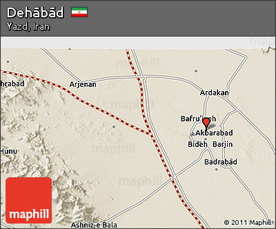Shaded Relief 3D Map of Dehābād