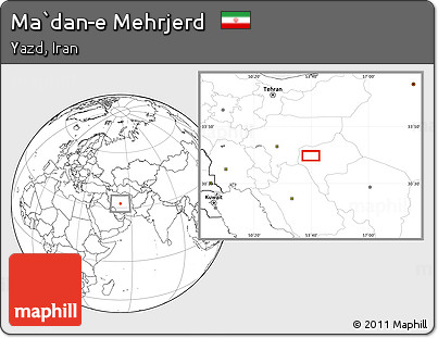 Blank Location Map of Ma`dan-e Mehrjerd