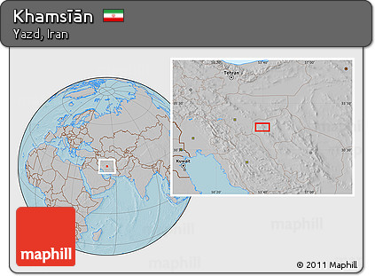 Gray Location Map of Khamsīān, hill shading