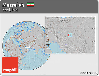 Gray Location Map of Mazra`eh, hill shading