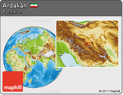 Physical Location Map of Ardakān