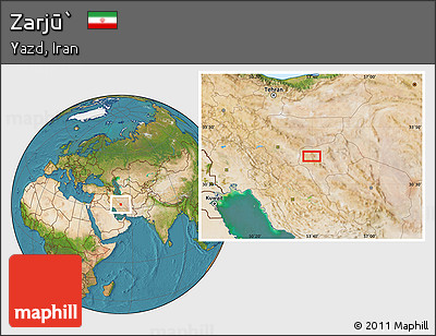 Satellite Location Map of Zarjū`