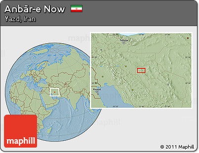 Savanna Style Location Map of Anbār-e Now, hill shading