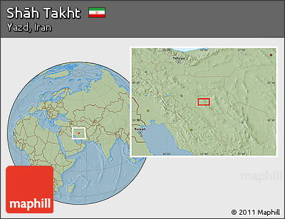 Savanna Style Location Map of Shāh Takht, hill shading