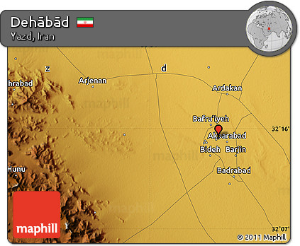 Physical Map of Dehābād